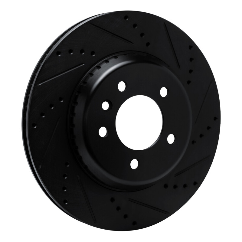Land Rover Defender 90 Brake Rotor (1) - Rear Right - R1 Concepts - Drilled & Slotted - Black - `20-`25